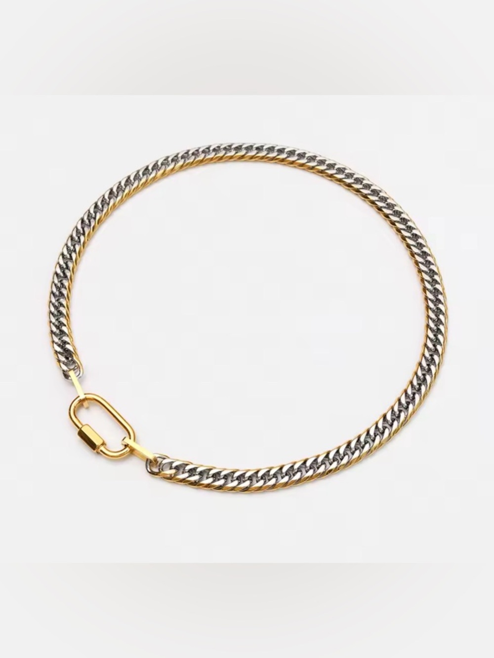 Two-Tone Stainless Steel Chain Necklace - Gold & Silver - Picture 2 of 2